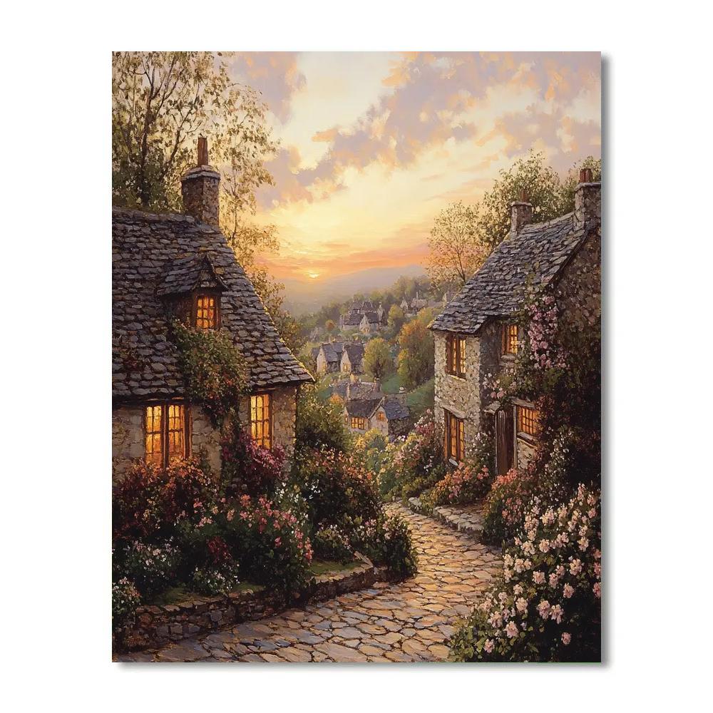 William Holman Hunt Inspired Sunrise Over Village Paint by numbers kits