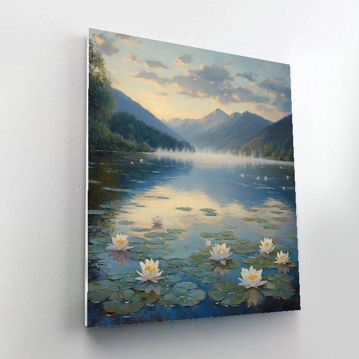 Monet Inspired Misty Mountain Lake Numbered painting kits