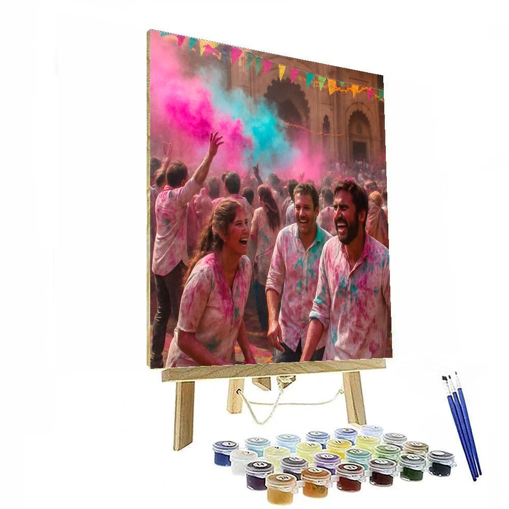 Holi In Mathura Street Celebration paint by number
