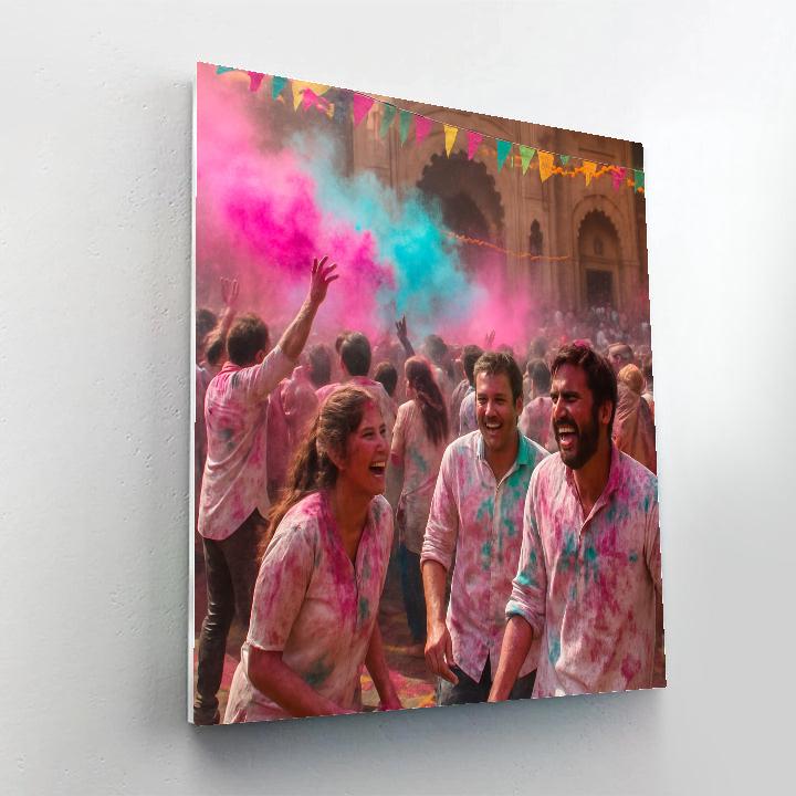 Holi In Mathura Street Celebration paint by number