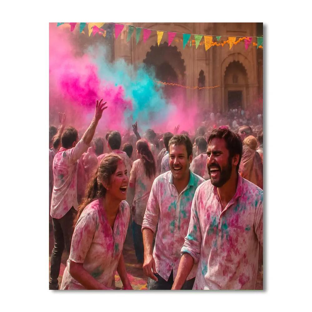 Holi In Mathura Street Celebration paint by number