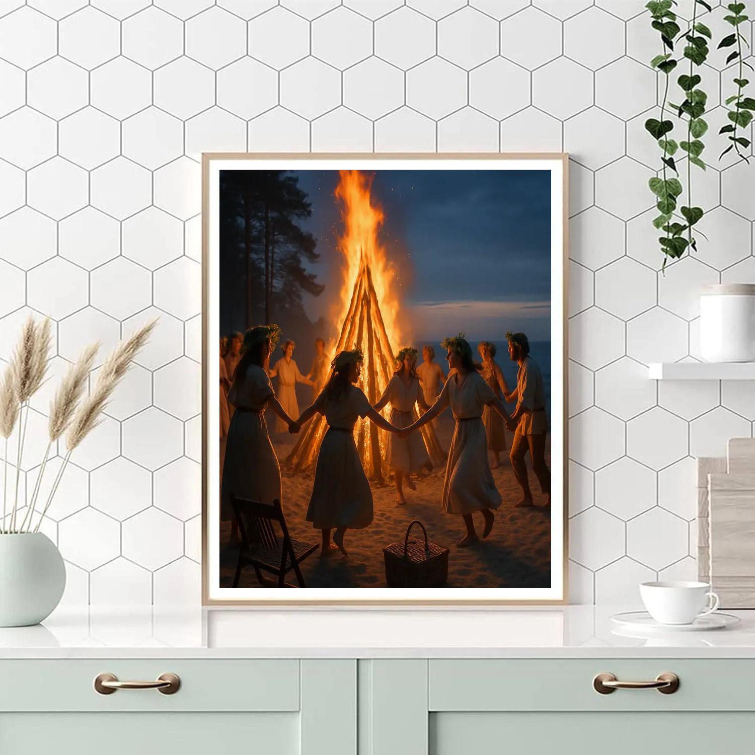 Midsummer Bonfire Baltic Coast Painting by numbers kit