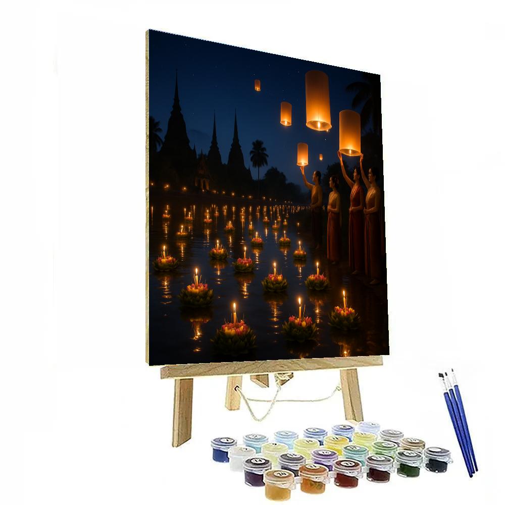 Loi Krathong Festival On Thai River Paint by numbers kits