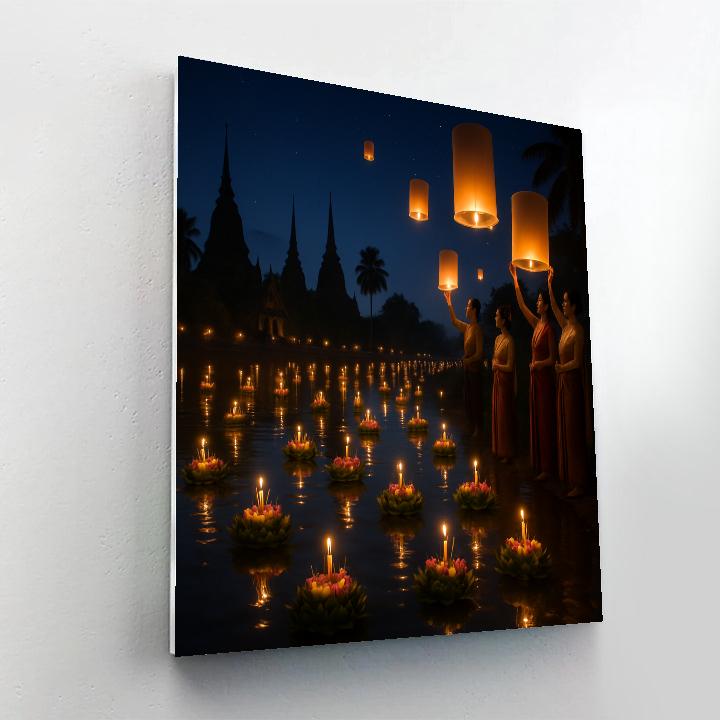 Loi Krathong Festival On Thai River Paint by numbers kits