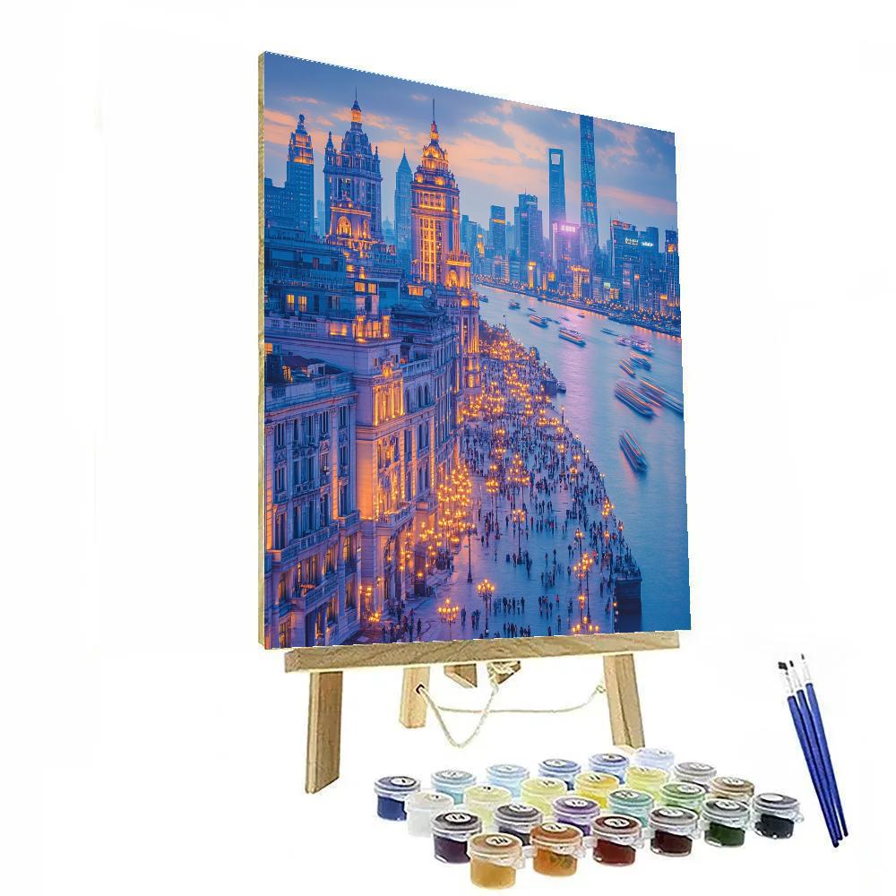 The Bund Riverside Skyline Shanghai China paint by color