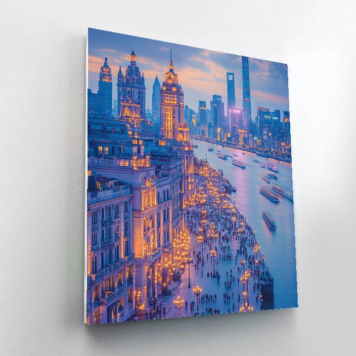 The Bund Riverside Skyline Shanghai China paint by color