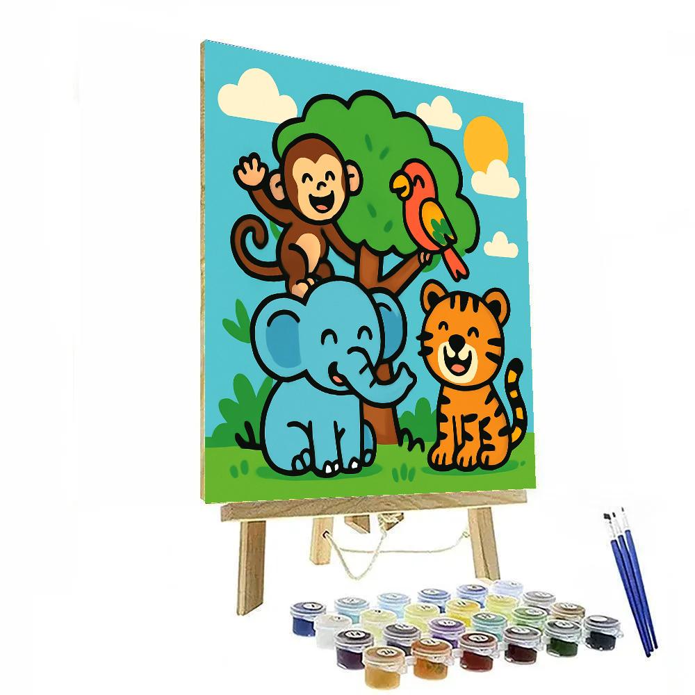Jungle Friends Party Number painting