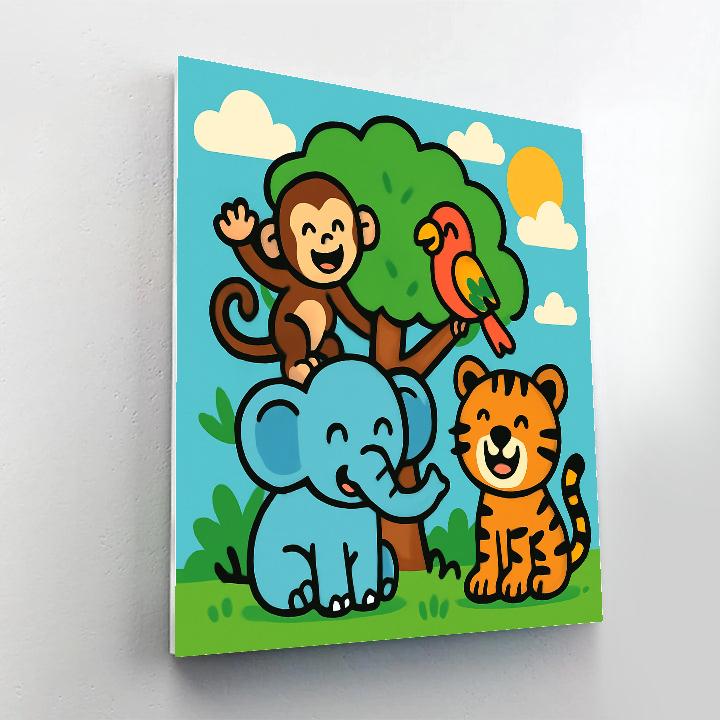 Jungle Friends Party Number painting