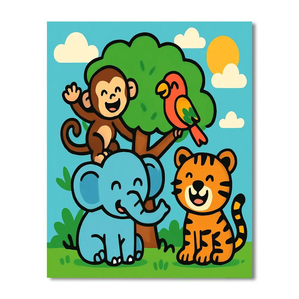 Jungle Friends Party Number painting