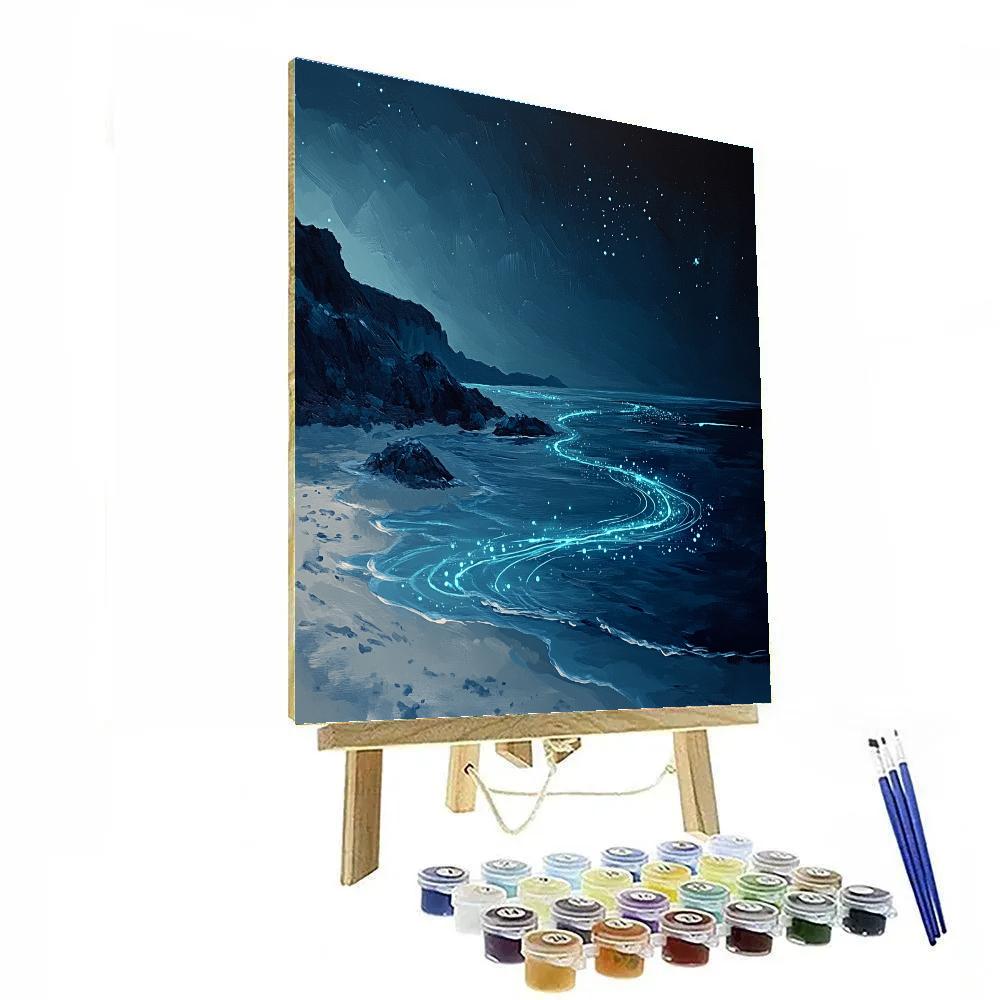 Leonardo Da Vinci Inspired Bioluminescent Shoreline painting number kit