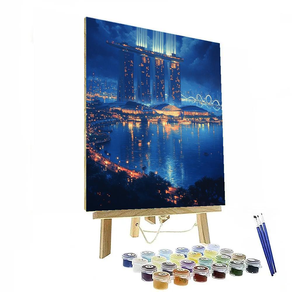 Marina Bay Sands Skyline Night View Singapore DIY paint by numbers