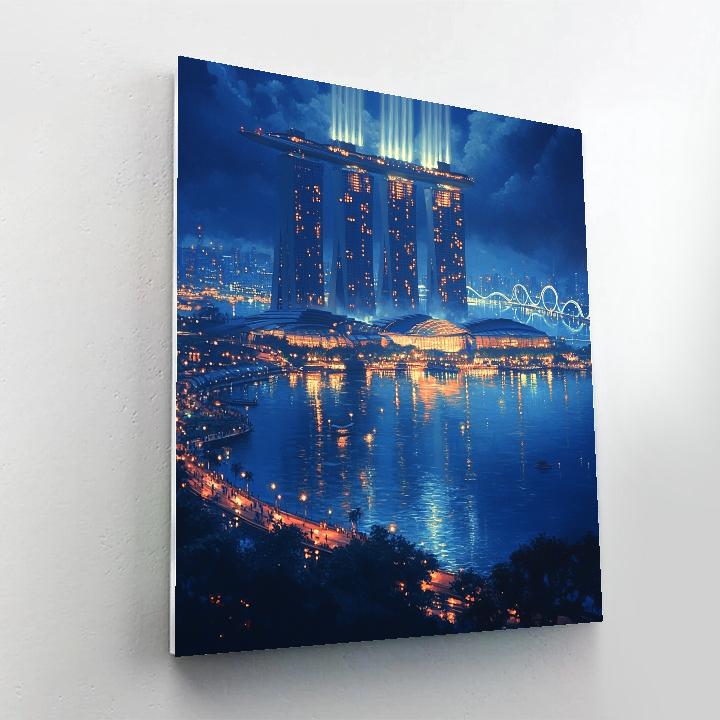Marina Bay Sands Skyline Night View Singapore DIY paint by numbers