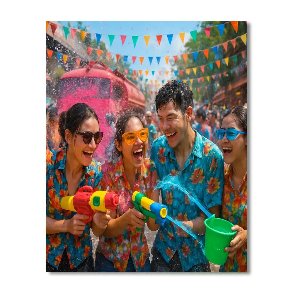 Songkran Water Festival Fun painting number kit