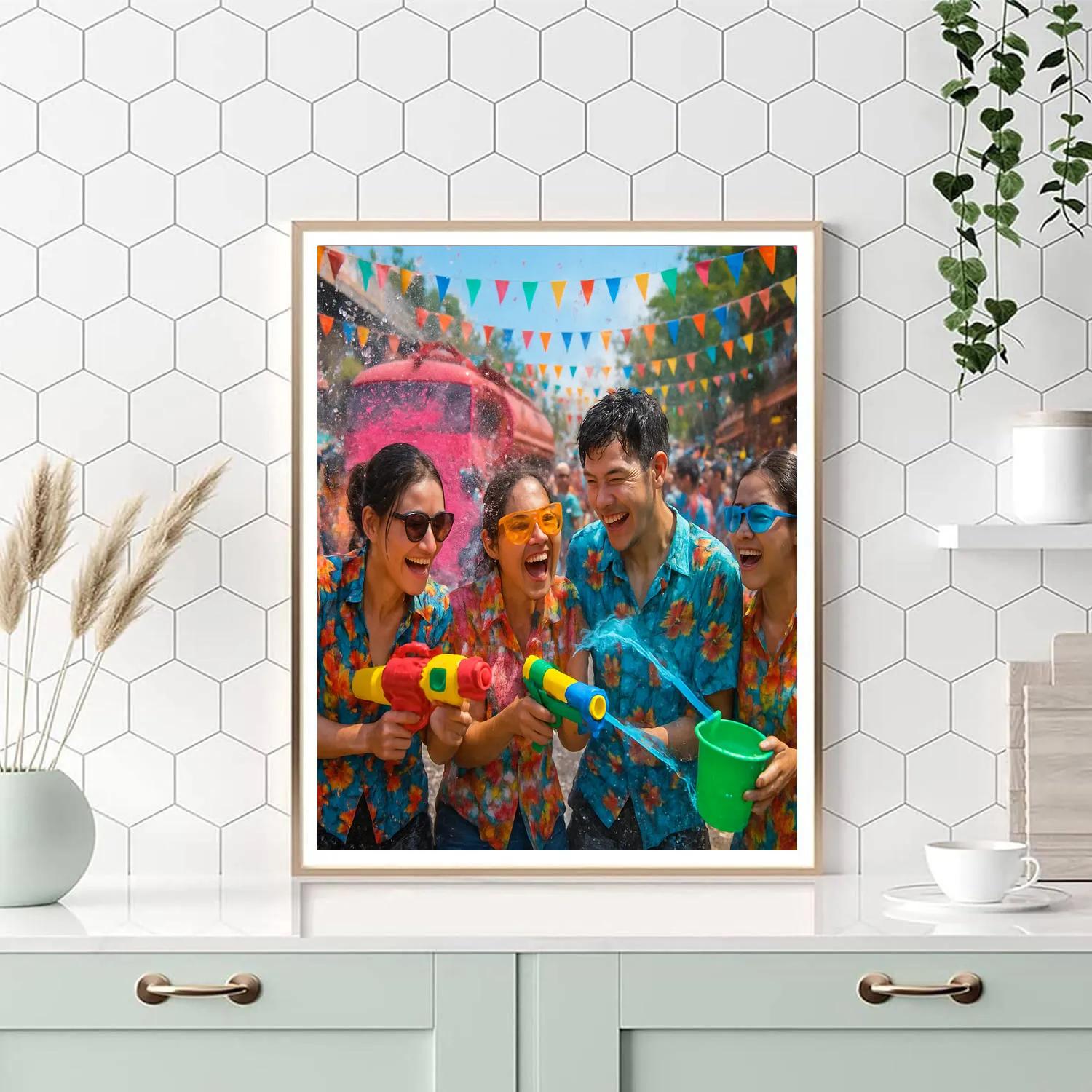Songkran Water Festival Fun painting number kit