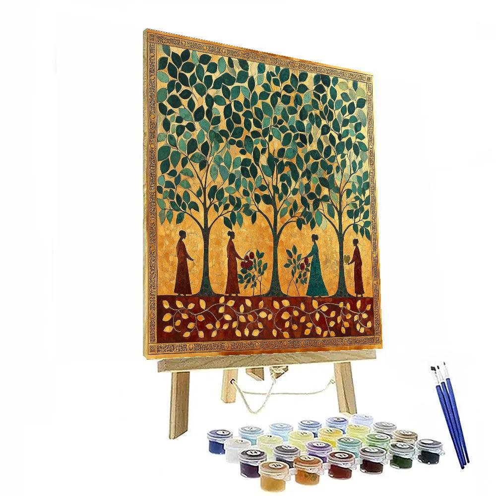 Gustave Klimt Inspired Golden Orchard Paint by numbers art