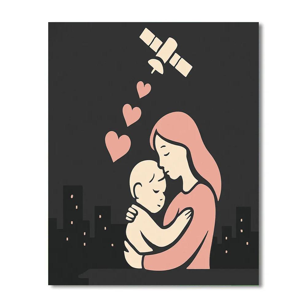 Satellite Signal Heart Number painting