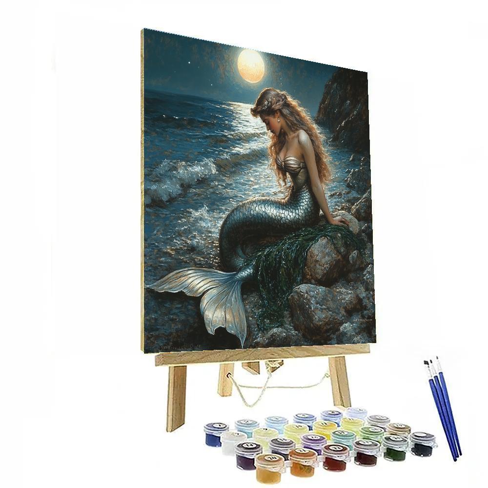 John William Waterhouse Inspired Mermaid By Moonlight Number painting