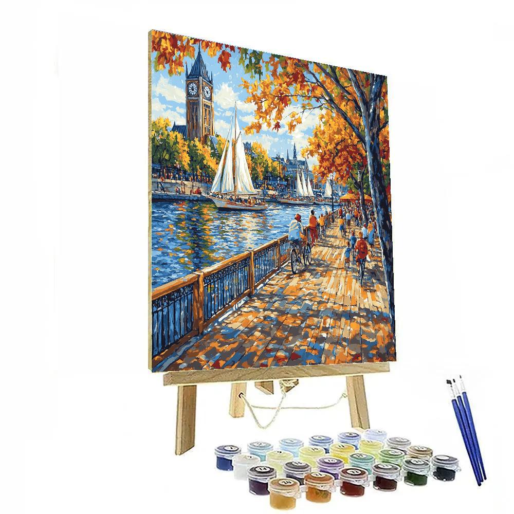 Montreal Old Port Clock Tower And Riverfront Canada Paint by numbers kits