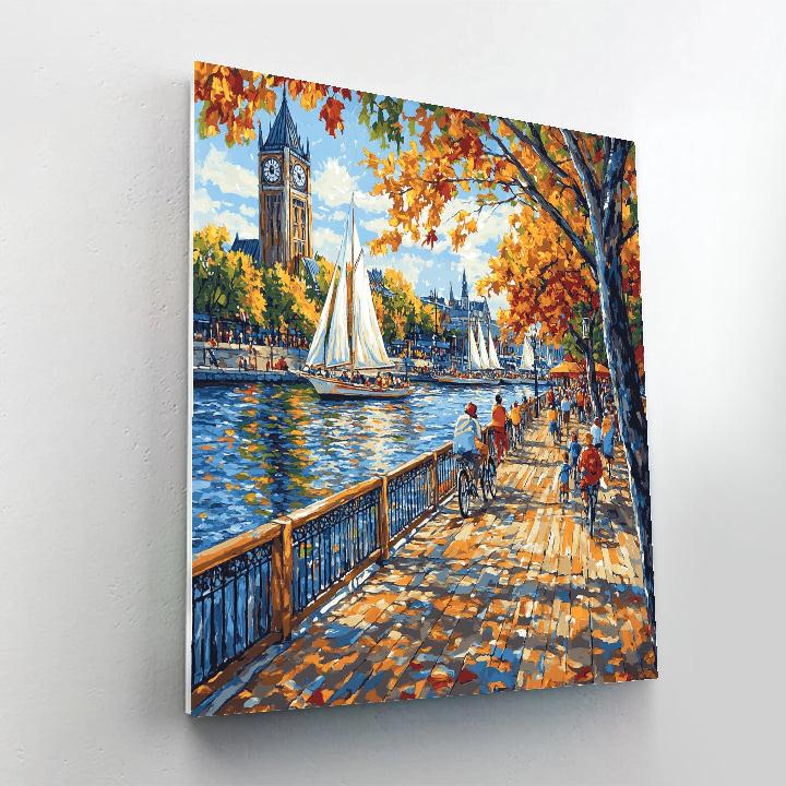 Montreal Old Port Clock Tower And Riverfront Canada Paint by numbers kits