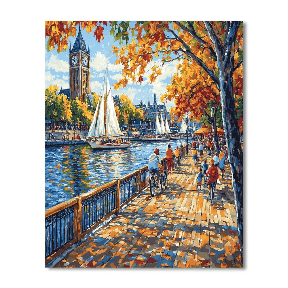 Montreal Old Port Clock Tower And Riverfront Canada Paint by numbers kits