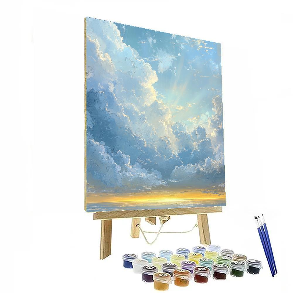 Leonardo Da Vinci Inspired Ethereal Cloudscape Number painting