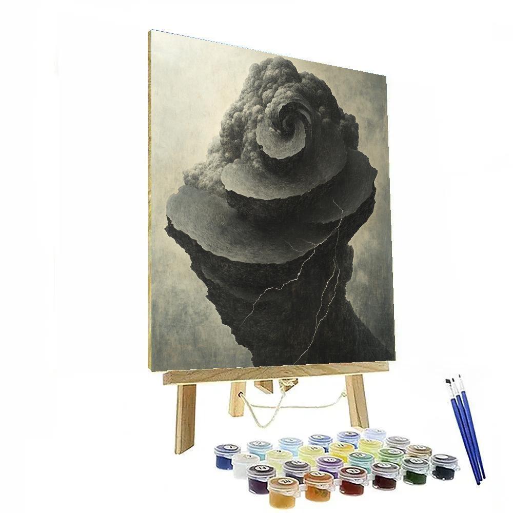 Michelangelo Inspired Thunderstorm Boulder Number painting