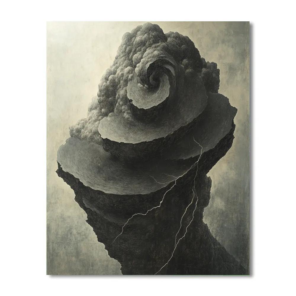 Michelangelo Inspired Thunderstorm Boulder Number painting