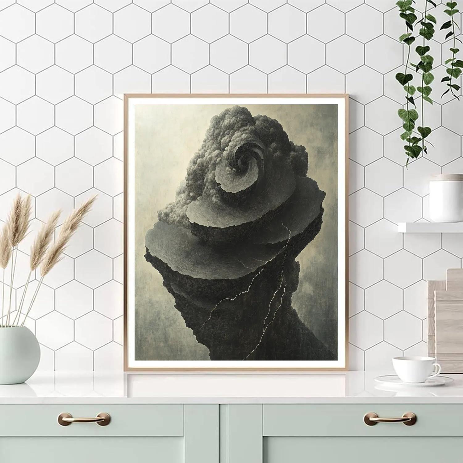 Michelangelo Inspired Thunderstorm Boulder Number painting