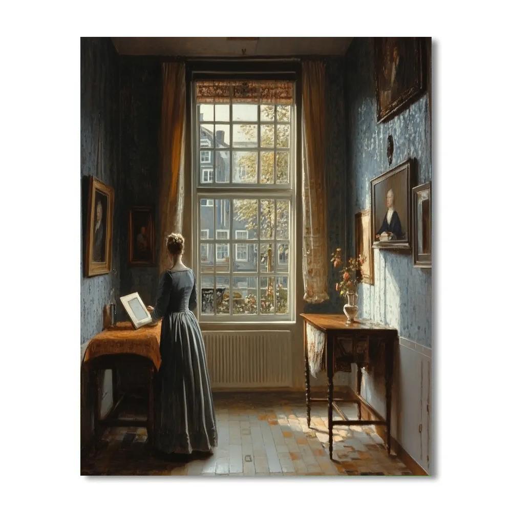 Vermeer Inspired Quiet Library Interior Paint by numbers kits