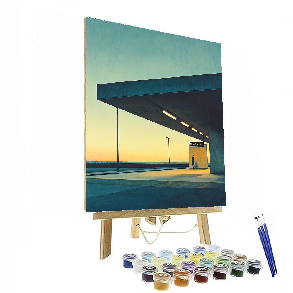 Edward Hopper Inspired Lonely Train Station painting number kit