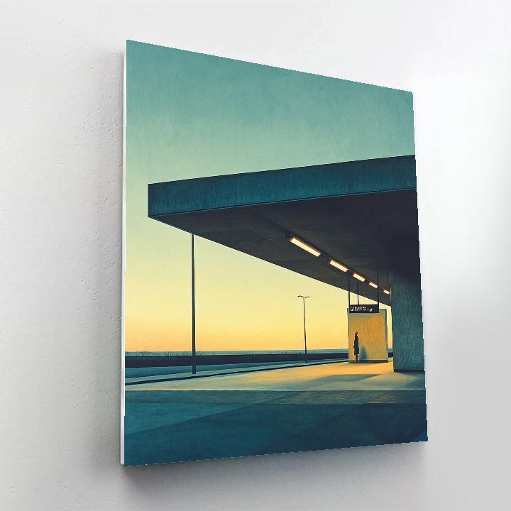 Edward Hopper Inspired Lonely Train Station painting number kit