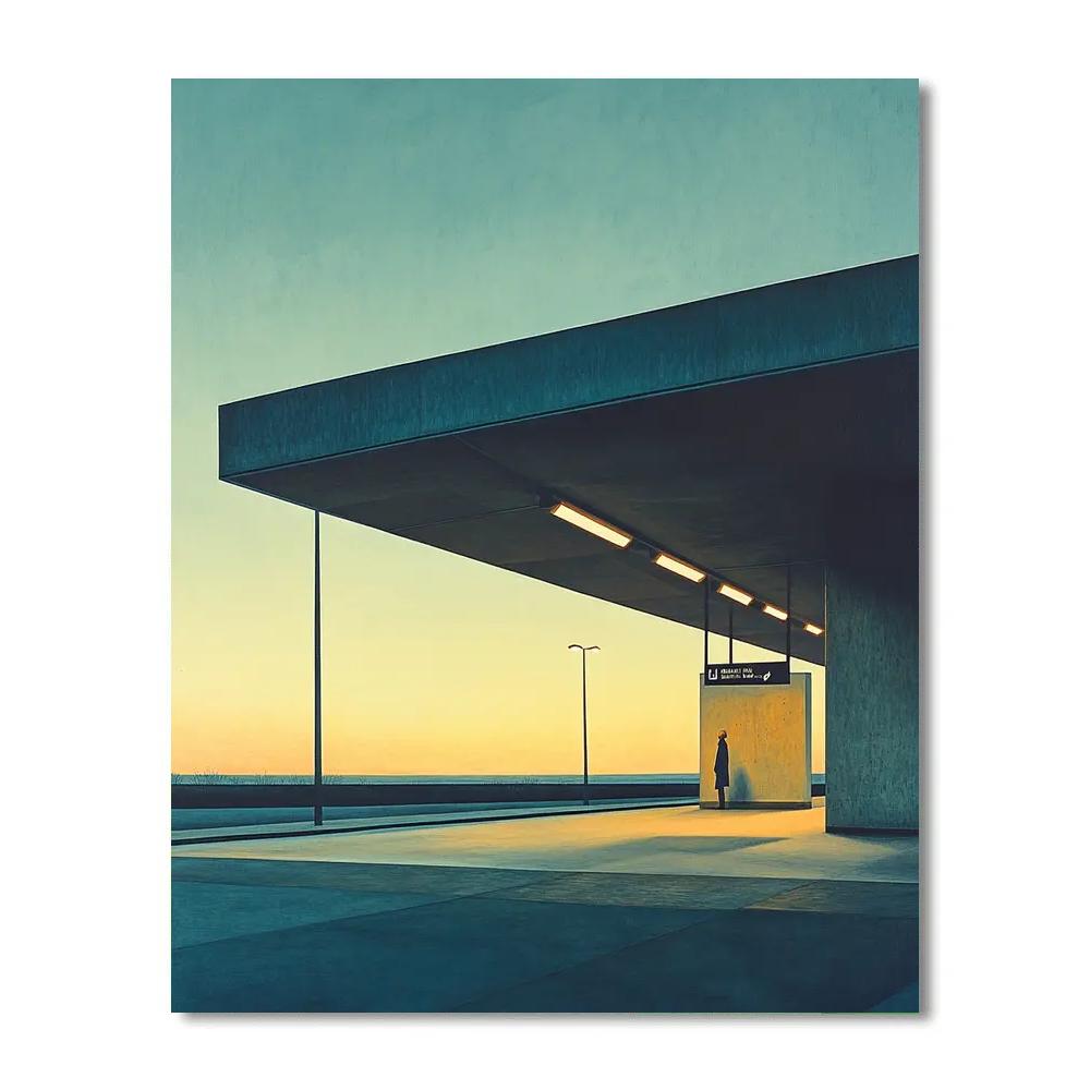 Edward Hopper Inspired Lonely Train Station painting number kit