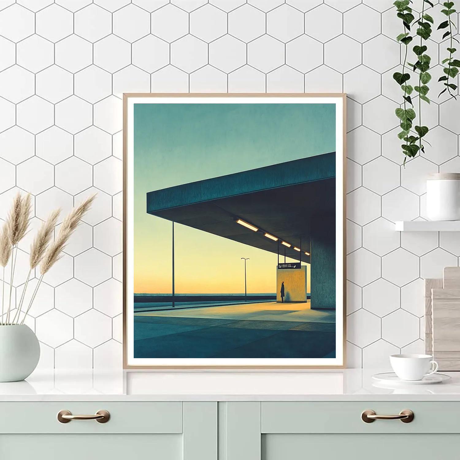 Edward Hopper Inspired Lonely Train Station painting number kit