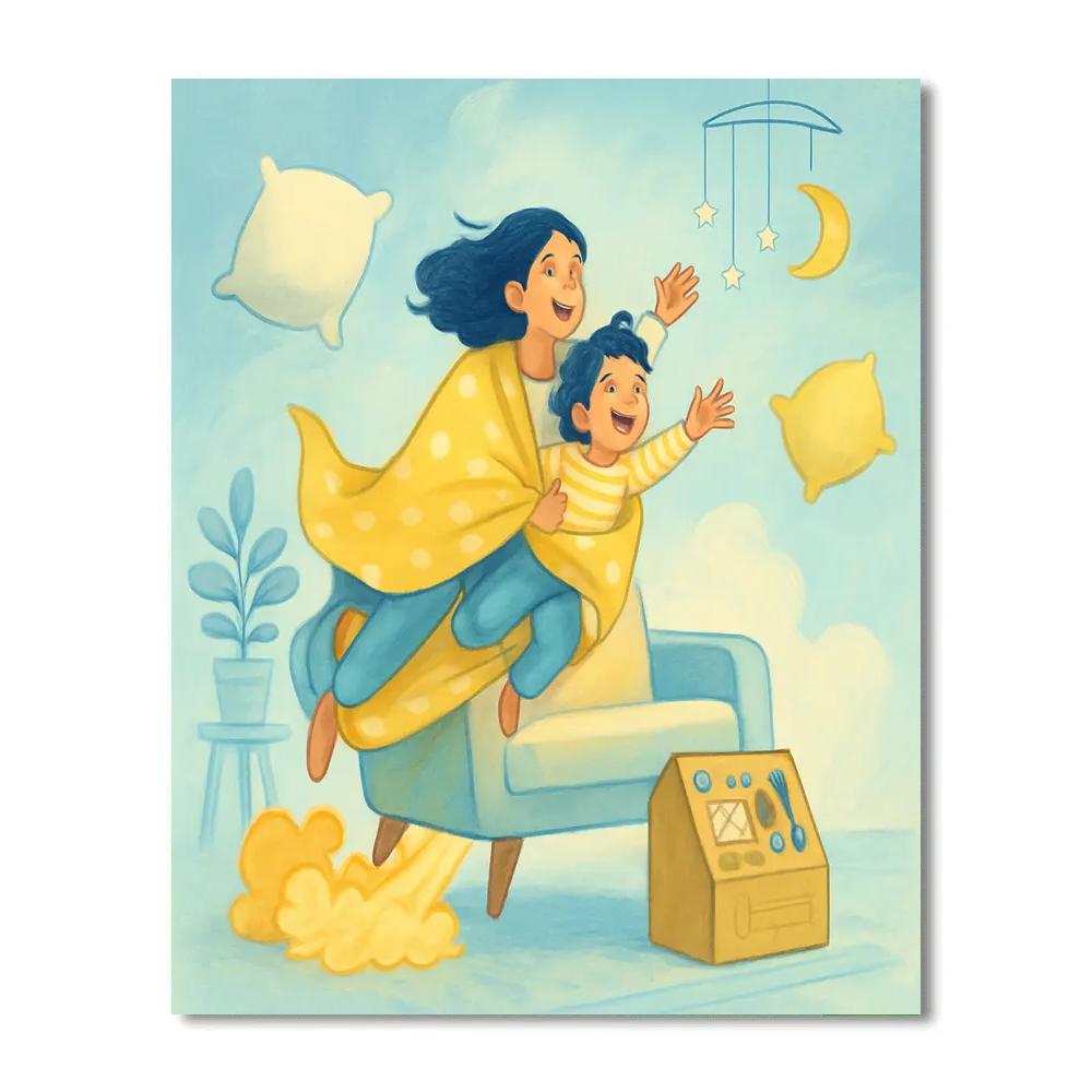 Rocketship Pillow Flight Paint by numbers kits