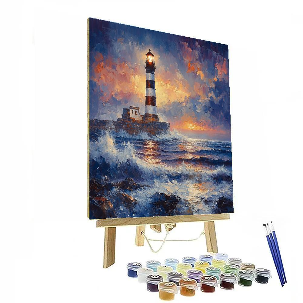 J.M.W. Turner Inspired Lighthouse At Dusk Paint by numbers art