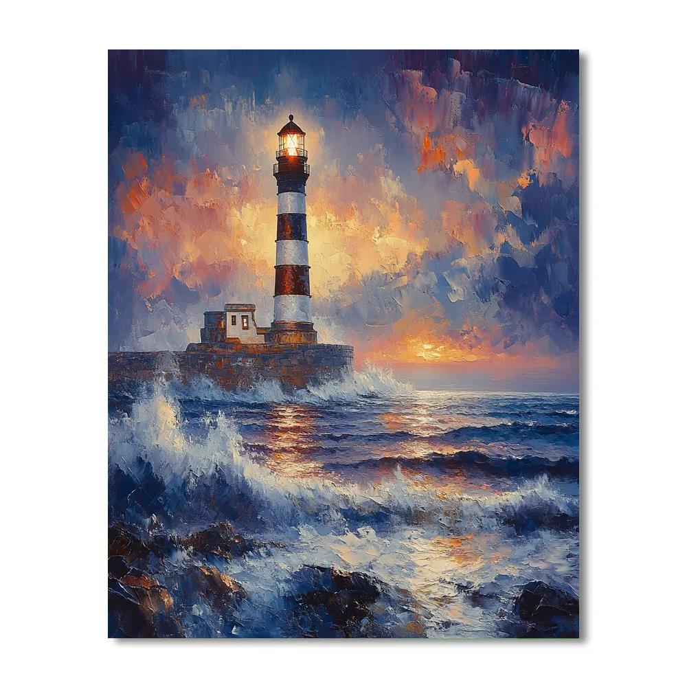 J.M.W. Turner Inspired Lighthouse At Dusk Paint by numbers art