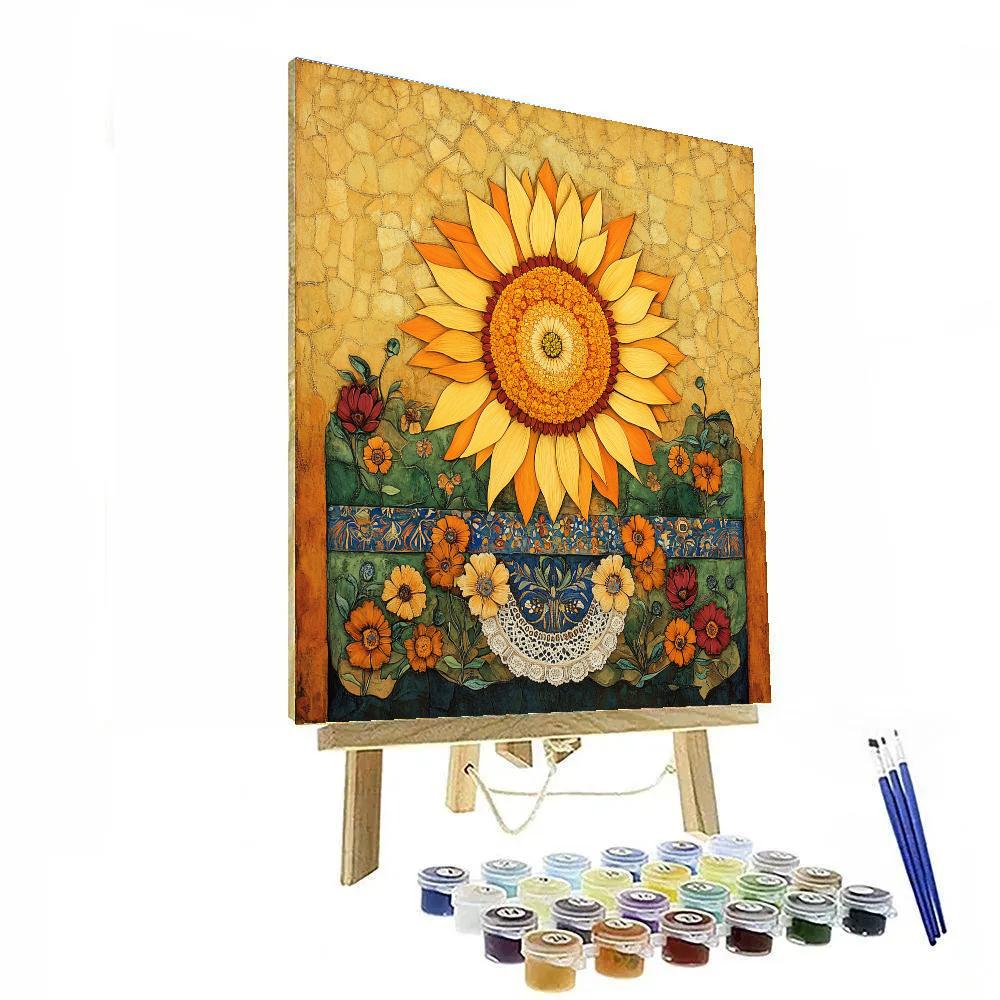 Frida Kahlo Inspired Sun Mask Of Petals Paint by numbers kits