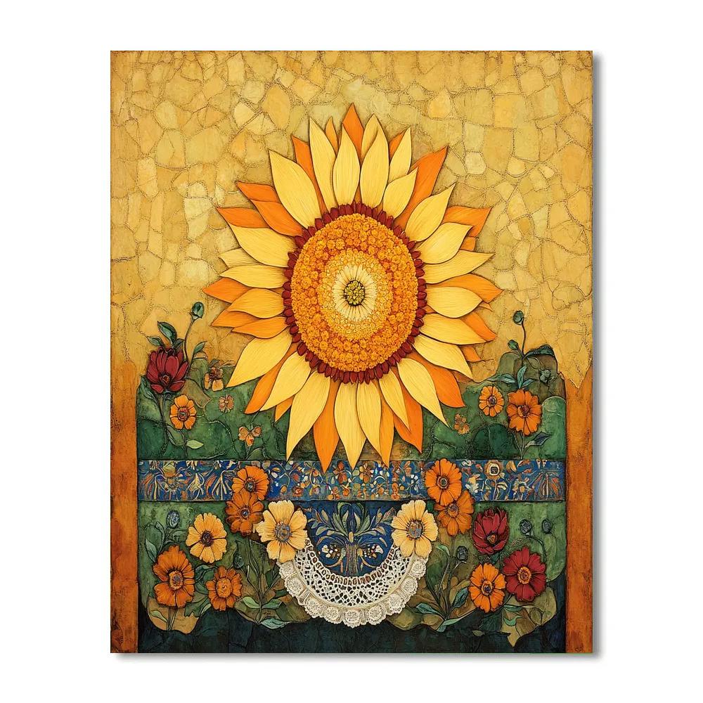 Frida Kahlo Inspired Sun Mask Of Petals Paint by numbers kits