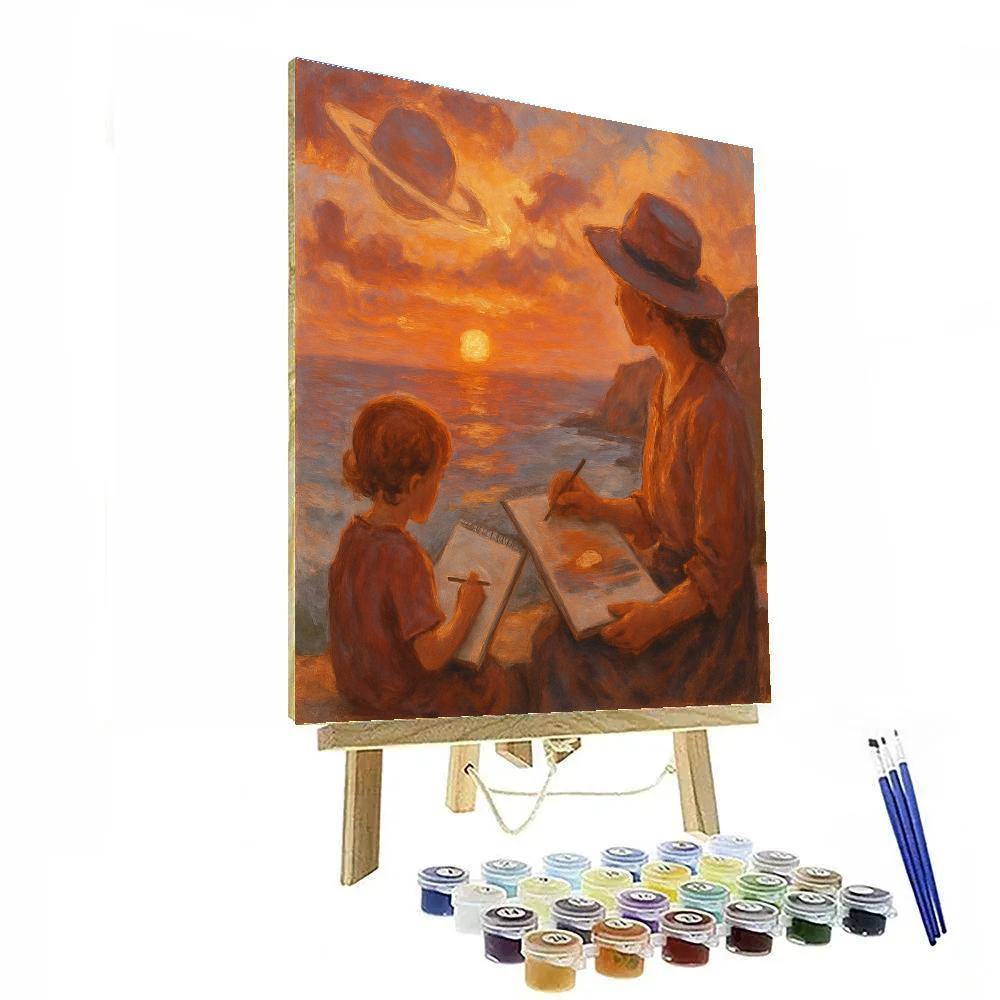 Saturn Sunset Sketch Paint by numbers kits
