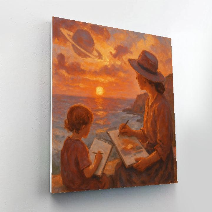 Saturn Sunset Sketch Paint by numbers kits