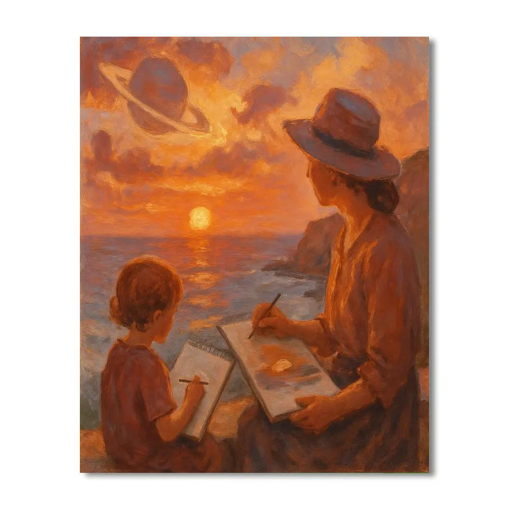Saturn Sunset Sketch Paint by numbers kits