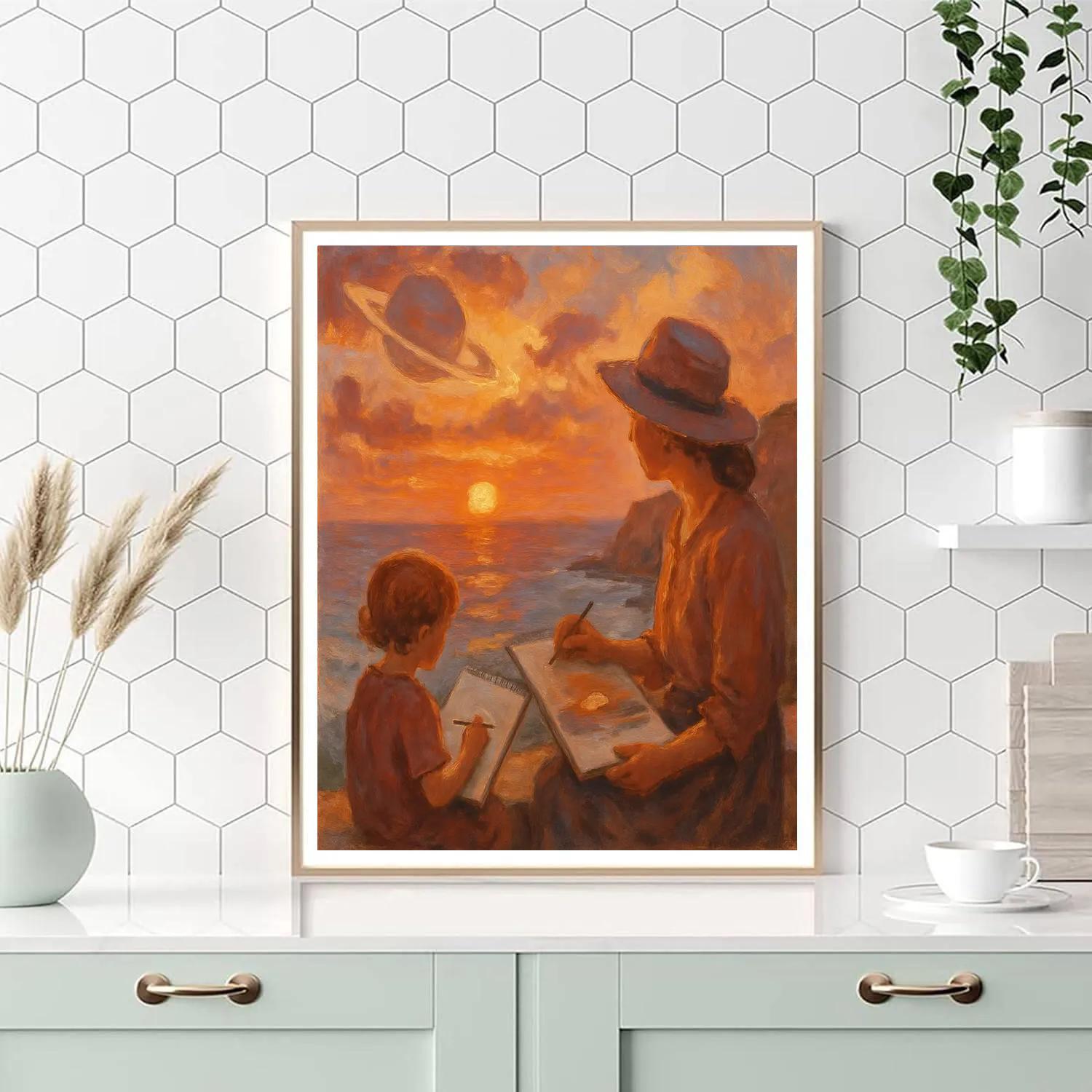 Saturn Sunset Sketch Paint by numbers kits