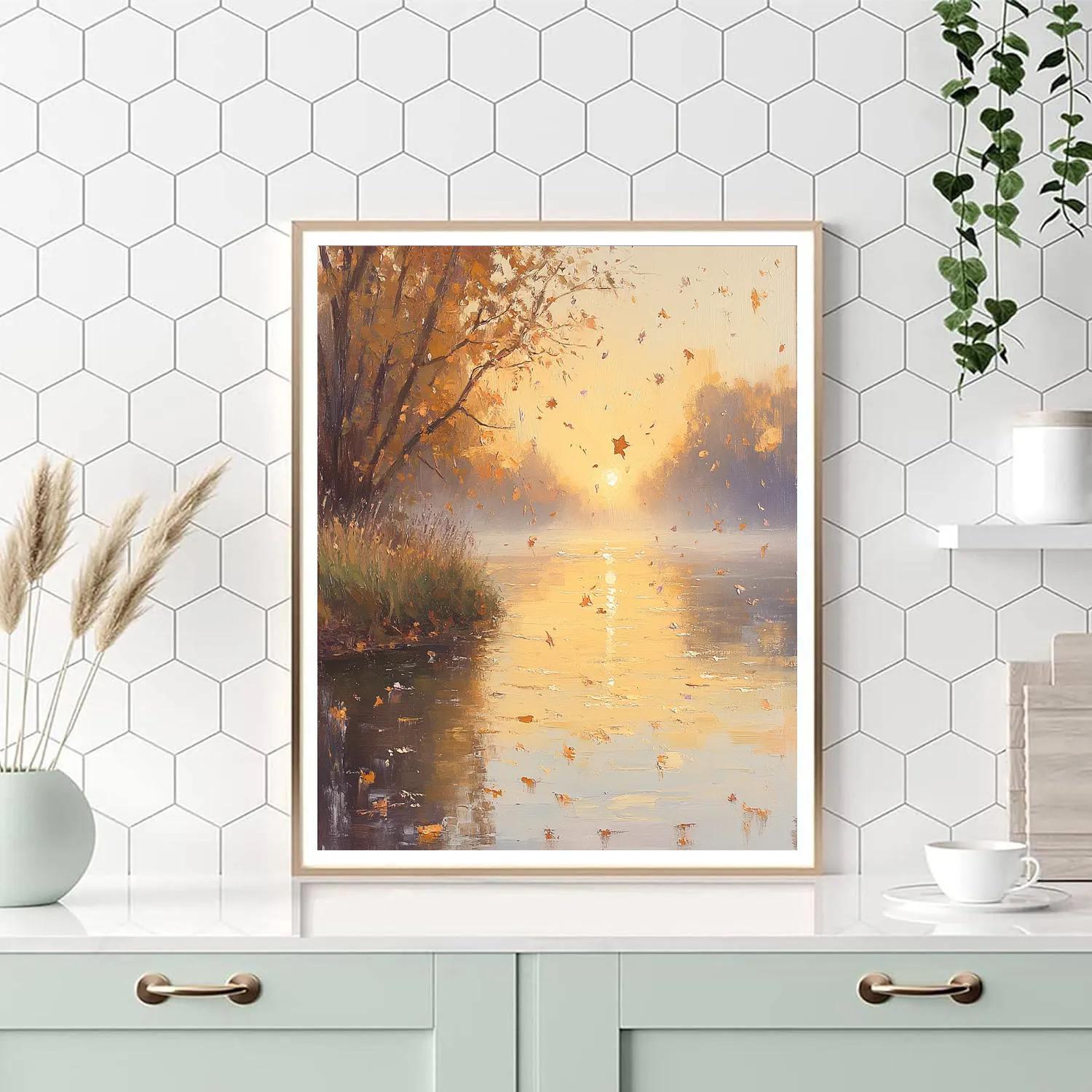 Monet Inspired Autumn Riverbank DIY paint by numbers