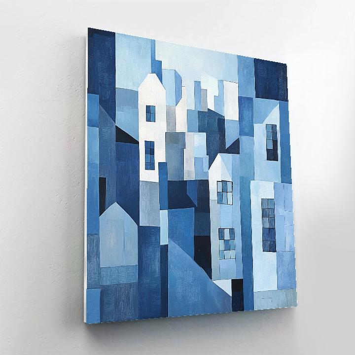 Picasso Inspired Blue Cityscape paint by color