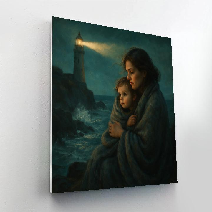 Lighthouse Night Story Number painting