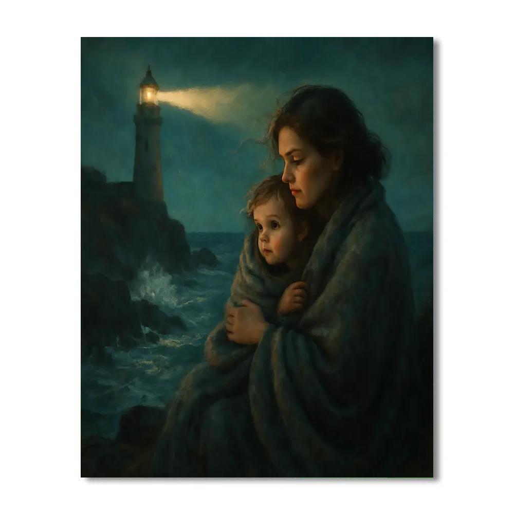 Lighthouse Night Story Number painting