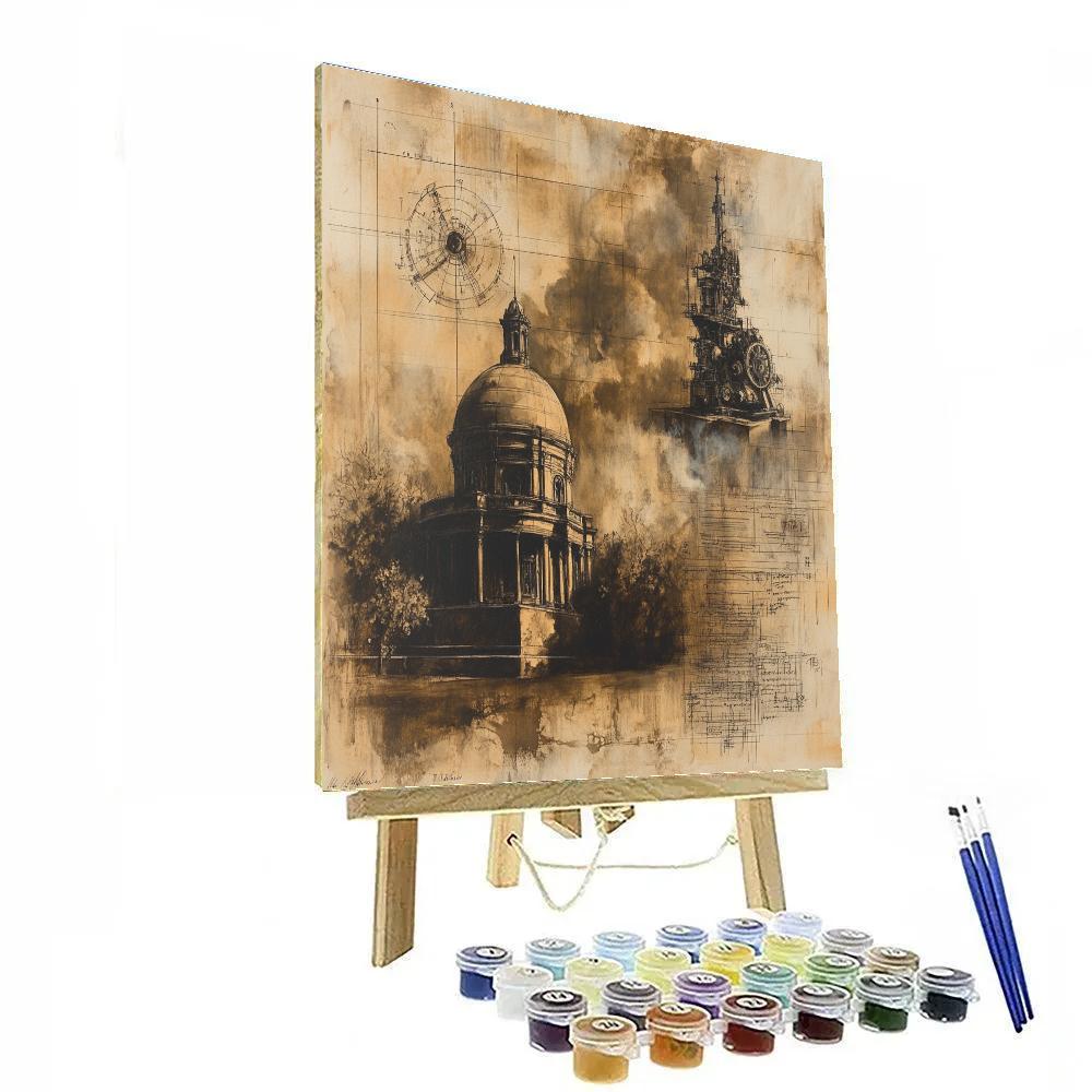 Leonardo Da Vinci Inspired Inventors Sketchbook Painting by numbers kit