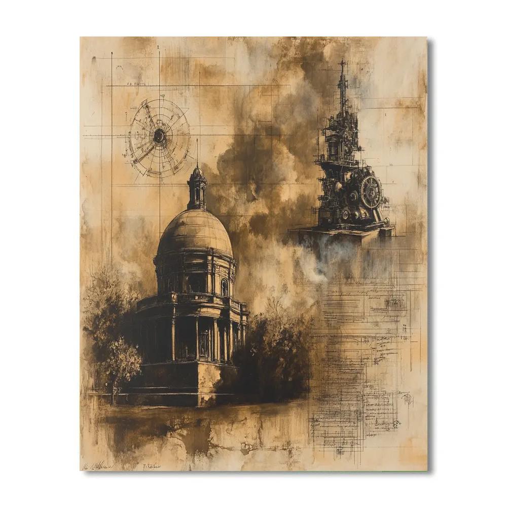 Leonardo Da Vinci Inspired Inventors Sketchbook Painting by numbers kit