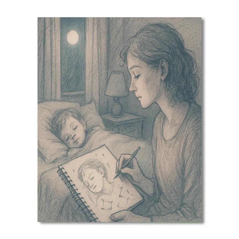 Celestial Bedtime Sketch DIY paint by numbers