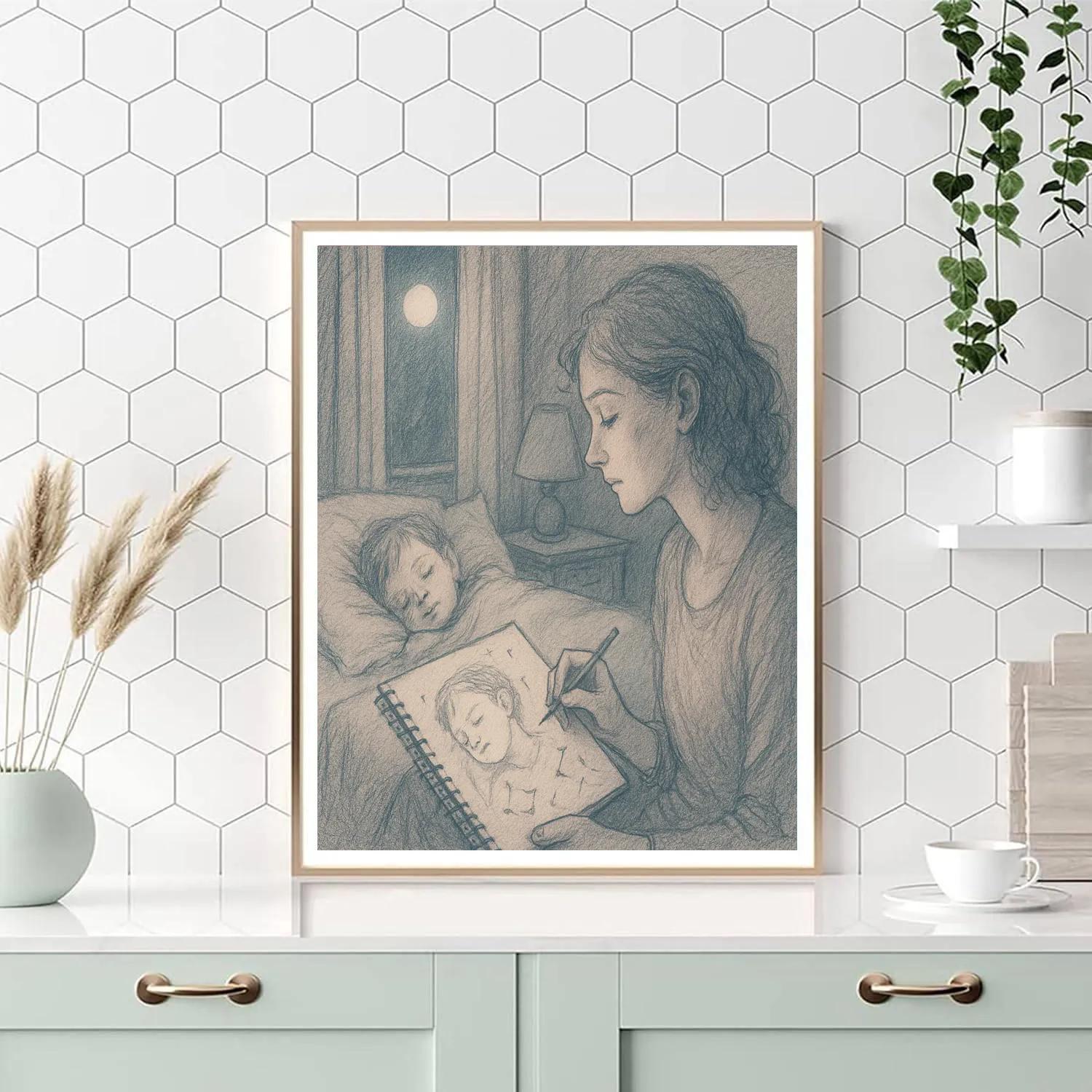 Celestial Bedtime Sketch DIY paint by numbers